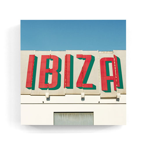 Ibiza graffiti typography wall art wood print 10x10 cm