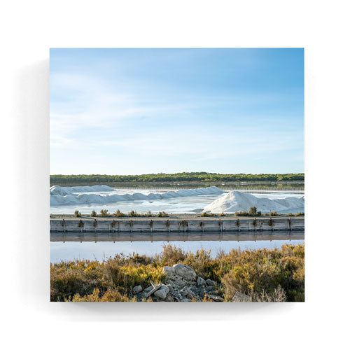 Ses Salines salt harvest Ibiza wall art wood print 10x10 cm