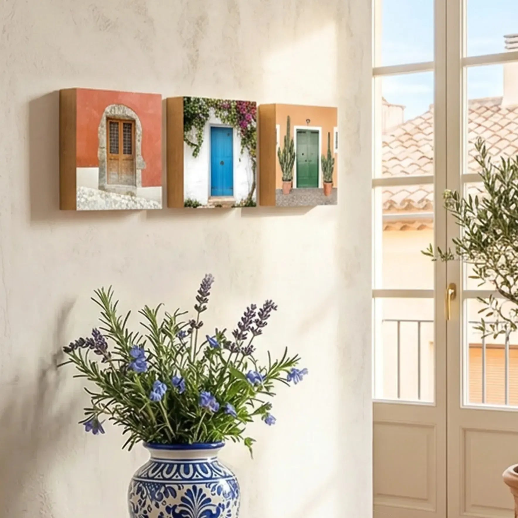 Puerta en la pared roja