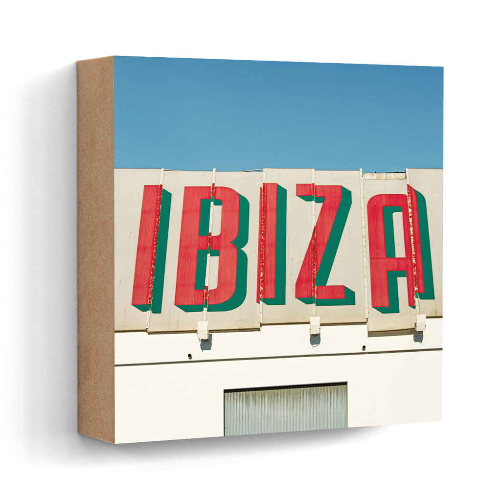 Ibiza graffiti typography wall art wood print 10x10 cm
