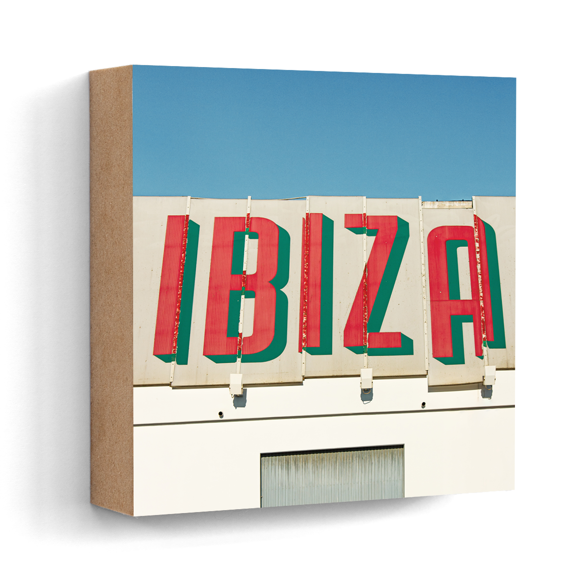 Ibiza graffiti typography wall art wood print 10x10 cm